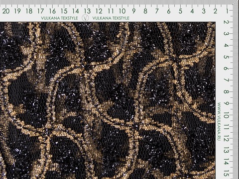 Кружевной гипюр ГОЛД из полиэстера - коричневый