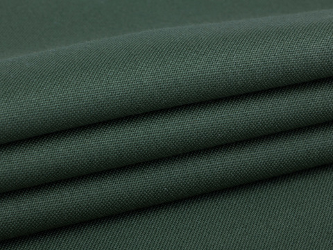 Однотонная ткань тёмно-зеленого цвета из полиэстера вискозы и лайкры