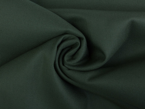 Однотонная ткань тёмно-зеленого цвета из полиэстера вискозы и лайкры