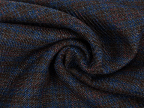Серый твид в коричнево-сине-красную клетку из полиэстера и вискозы