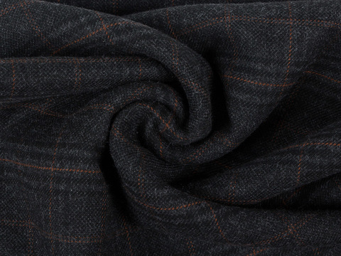 Серо-чёрный твид в крупную коричневую клетку из полиэстера и вискозы
