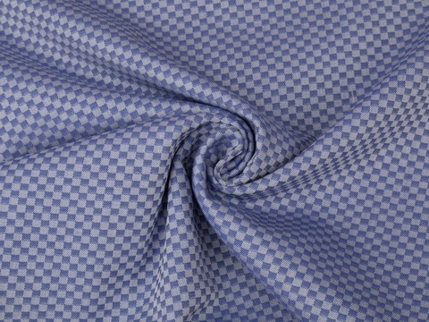 Сине-голубой жаккард с плетением в шахматную клетку из хлопка