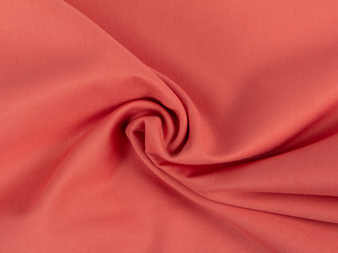 Однотонный персиковый поплин из полиэстера и вискозы