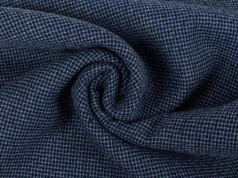 Тёмно-синяя ткань с клетчатым плетением из полиэстера и вискозы