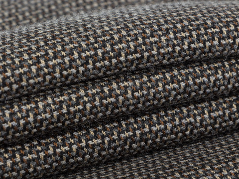 Костюмный твид ЛАЙФ из поливискозы - коричневый-черный