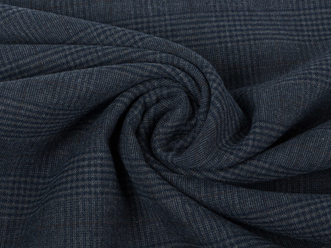 Серо-синяя ткань в клетку гленчек из полиэстера и вискозы