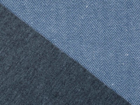 Голубая ткань с тёмной-синей изнанкой из полиэстера и вискозы