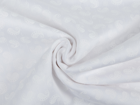 Белая ткань пейсли с цветочным узором хлопок