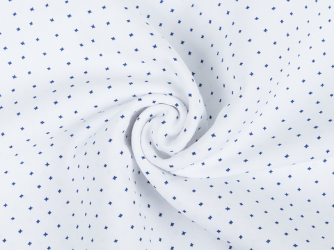 Белая ткань с синими звездами хлопок с полиэстером