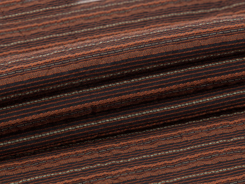Жатка в узкие коричневые и терракотовые полоски из полиэстера и хлопка