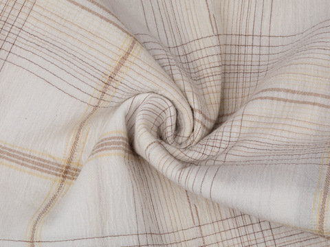 Жатая клетка ДЖИ29 из хлопка - белый-бежевый