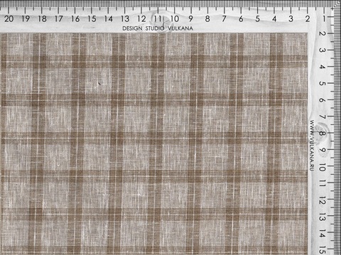 Бежевая ткань в клетку из полиэстера хлопка и льна