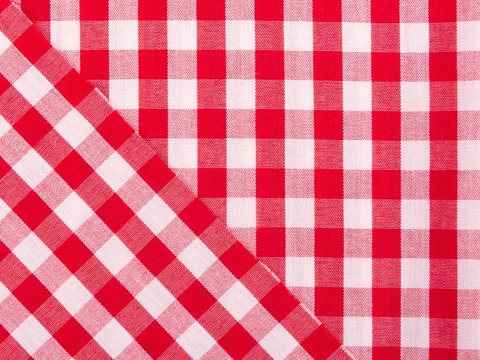 Ткань в красно-белую клетку из хлопка полиэстера и лайкры