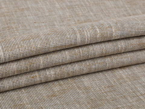 Ткань под лён коричневая цвета из полиэстера и хлопка