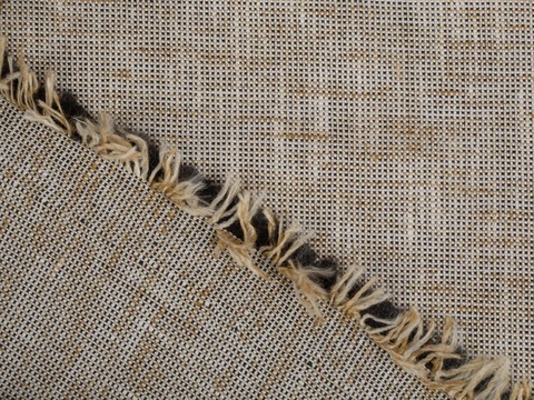 Ткань под лён коричневая цвета из полиэстера и хлопка