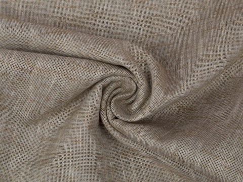 Ткань под лён коричневая цвета из полиэстера и хлопка