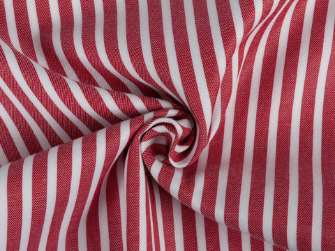 Двусторонняя ткань с красной и чёрной сторонами в белую полоску из полиэстера и хлопка