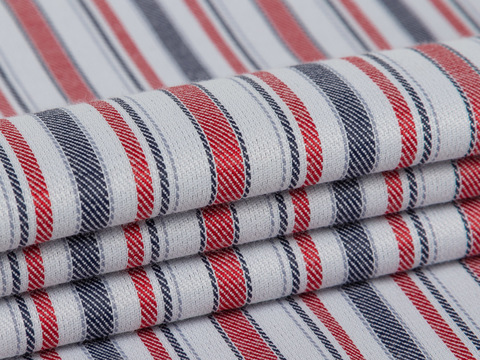 Двусторонняя ткань с синей и белой сторонами в красно-синюю полоску из полиэстера и хлопка