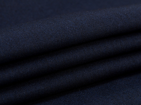 Синяя однотонная костюмная ткань из полиэстера и вискозы