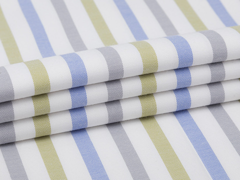 Поплин полоска ЗАРАНО МАКСИ из поликоттона - голубой-оливковый