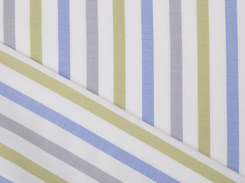 Поплин полоска ЗАРАНО МАКСИ из поликоттона - голубой-оливковый
