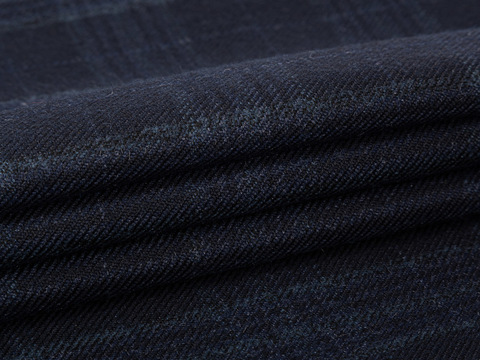 Синий твид в широкую серую клетку из полиэстера и вискозы