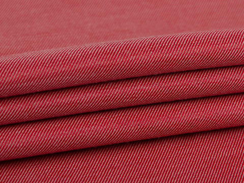 Твил двухсторонний из поликоттона - красно-черный