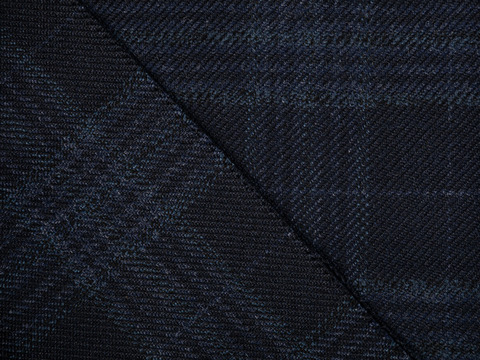 Синий твид в широкую серую клетку из полиэстера и вискозы