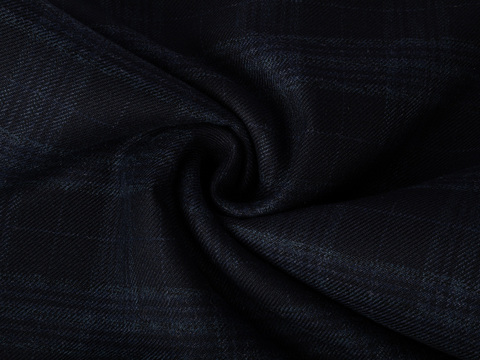 Синий твид в широкую серую клетку из полиэстера и вискозы