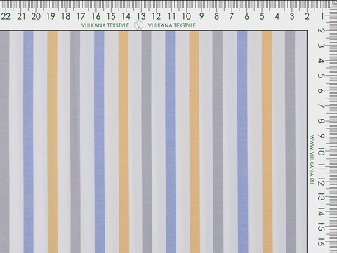 Поплин полоска ЗАРАНО МАКСИ из поликоттона - голубой-манго