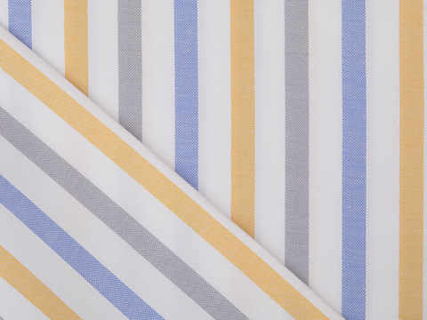 Поплин полоска ЗАРАНО МАКСИ из поликоттона - голубой-манго