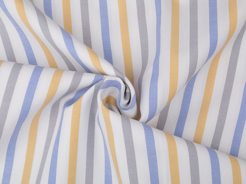 Поплин полоска ЗАРАНО МАКСИ из поликоттона - голубой-манго