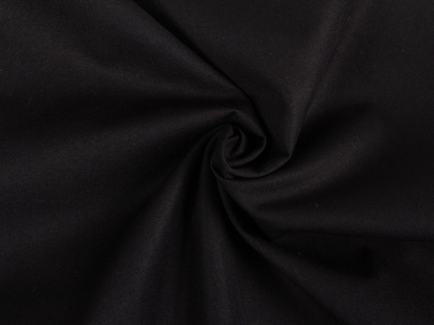 Однотонный чёрный поплин из хлопка и полиэстера