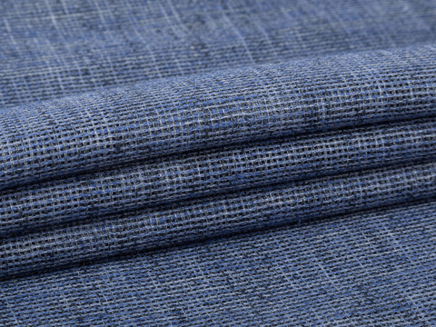 Ткань под лён цвета индиго из полиэстера и хлопка