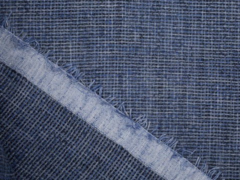 Ткань под лён цвета индиго из полиэстера и хлопка