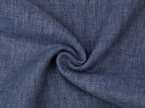 Ткань под лён цвета индиго из полиэстера и хлопка