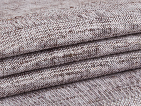 Коричнево-серая ткань под лён полиэстер и хлопок