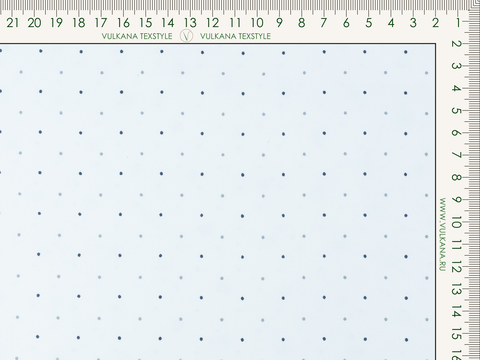 Белая ткань в синий горошек полиэстер с вискозой