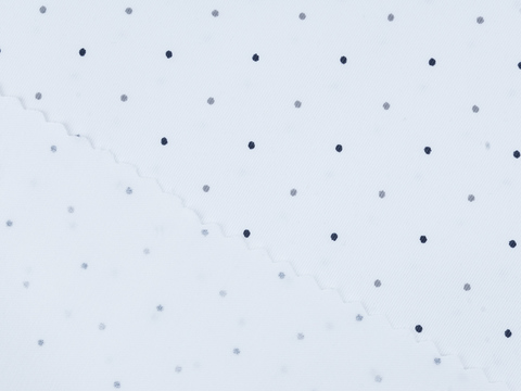 Белая ткань в синий горошек полиэстер с вискозой