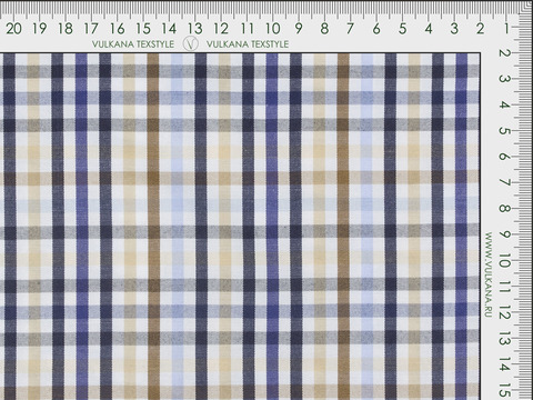 Клетка твил ВЕРИ ЗАРАНО из поликоттона - синий-бежевый