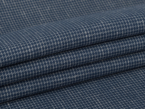 Синяя ткань с вплетением белых нитей из хлопка и полиэстера