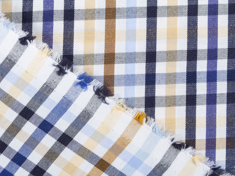 Клетка твил ВЕРИ ЗАРАНО из поликоттона - синий-бежевый