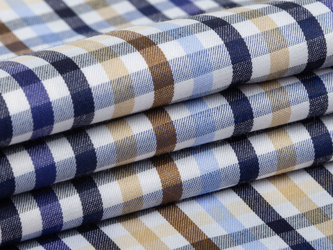Клетка твил ВЕРИ ЗАРАНО из поликоттона - синий-бежевый