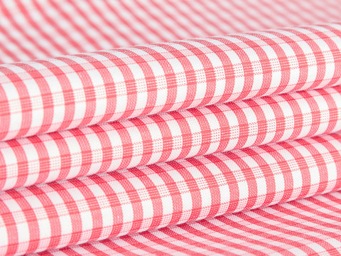 Поплин клетка 140 из поликоттона - красный