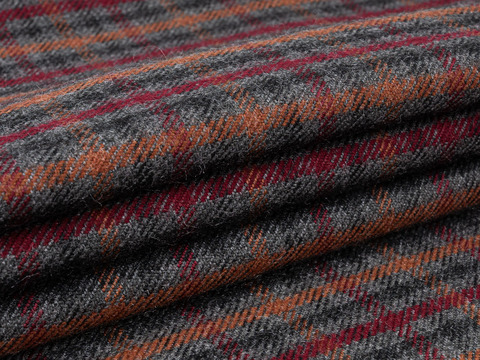 Костюмный твид ЛАЙФ из поливискозы - серый-бордовый