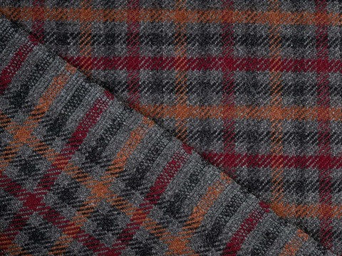 Костюмный твид ЛАЙФ из поливискозы - серый-бордовый