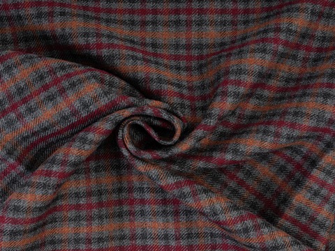 Костюмный твид ЛАЙФ из поливискозы - серый-бордовый