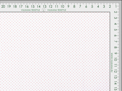 Белая хлопковая ткань в мелкий красный горох