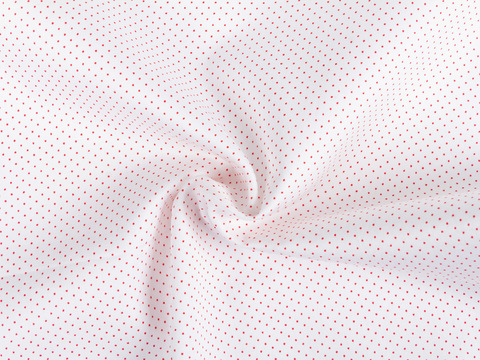 Белая хлопковая ткань в мелкий красный горох