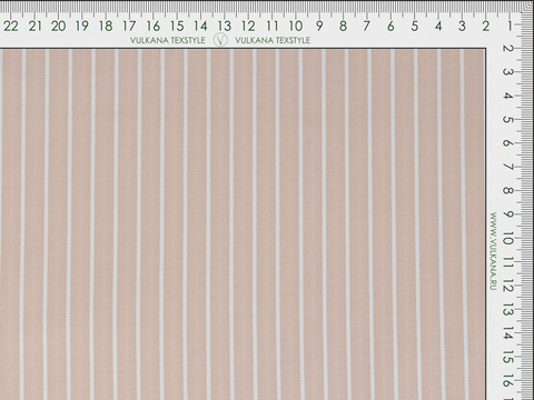 Персиковая ткань в тонкую белую полоску из полиэстера и хлопка